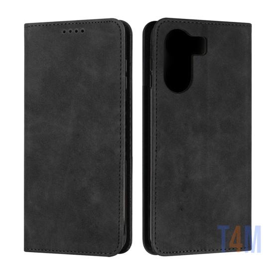 Leather Flip Cover with Internal Pocket For Xiaomi Redmi 13C/Poco C65 Black